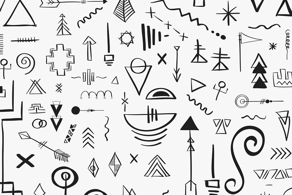 Doodle boho sketch pattern white background