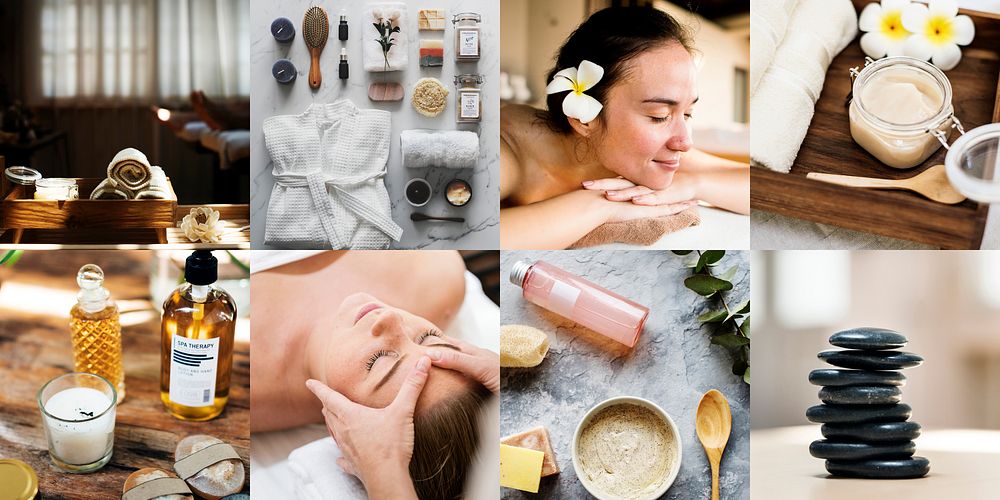 Collage of beauty and spa treatment