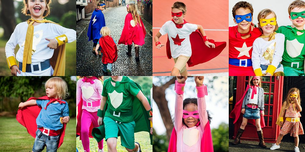 Young children in superhero costumes compilation