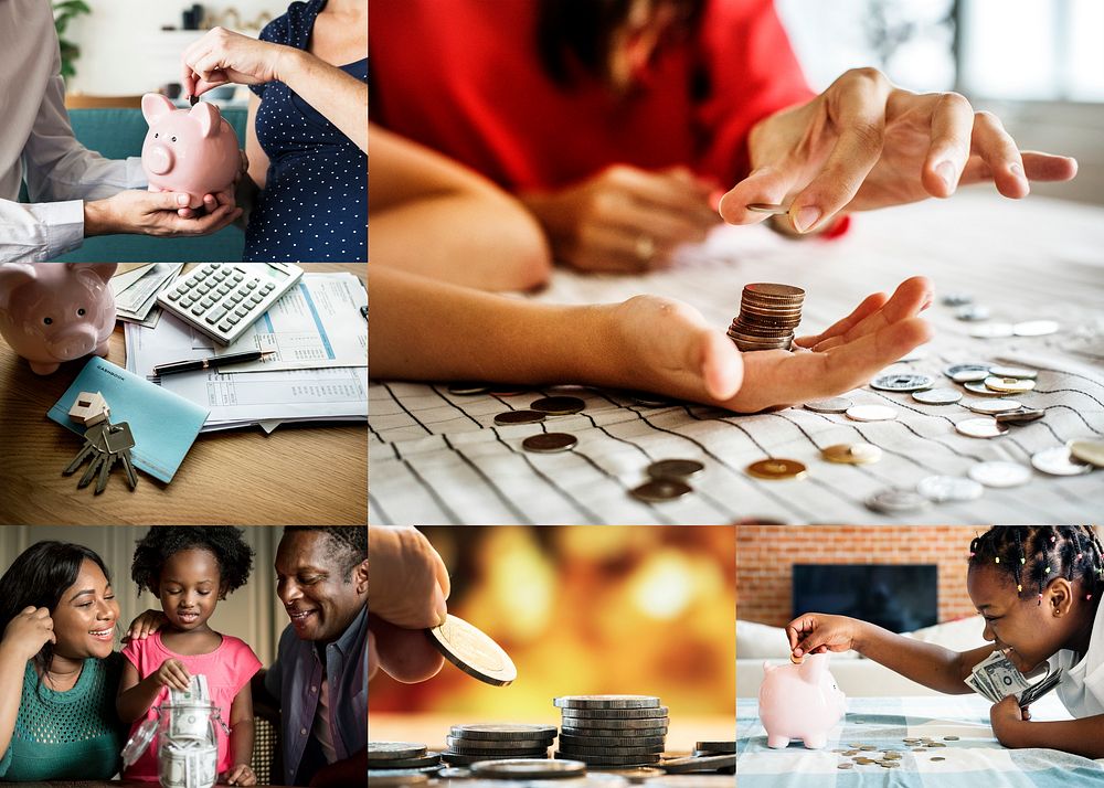 Family saving money images compilation