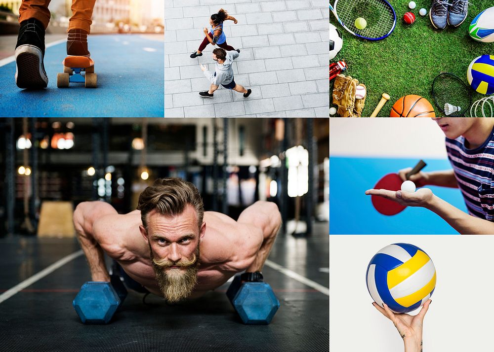 Compilation of sports and fitness themed images