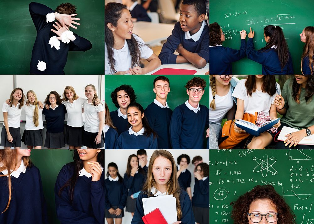 Collection of diverse high school students
