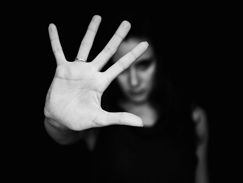 Woman showing her blank palm