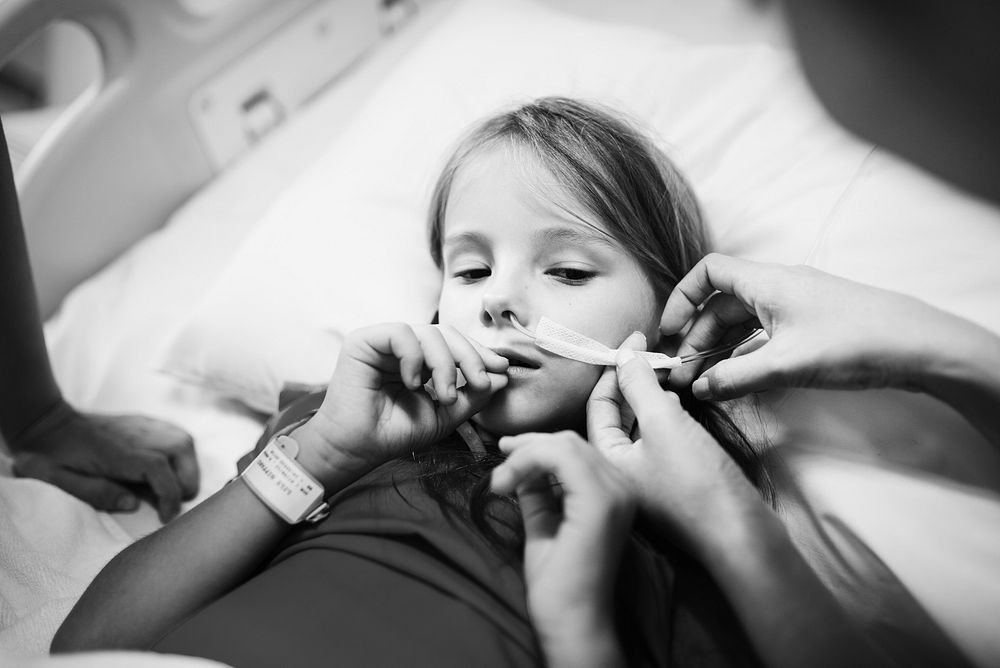 Young girl staying at the hospital