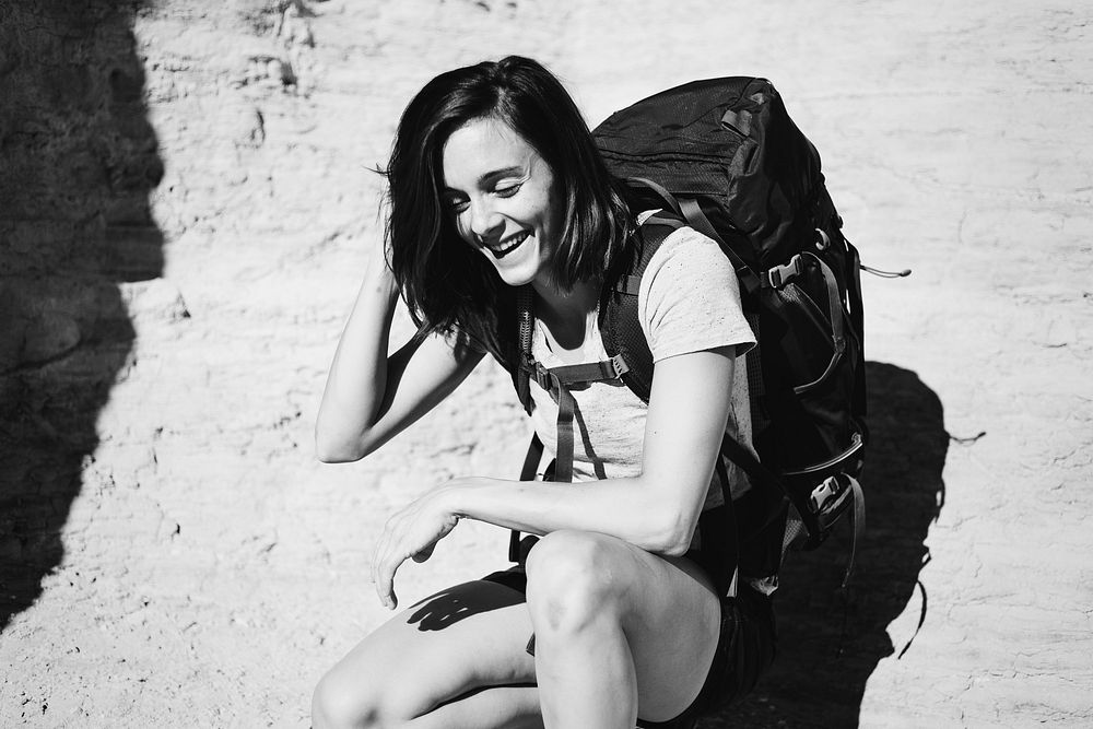 Woman traveling with a backpack