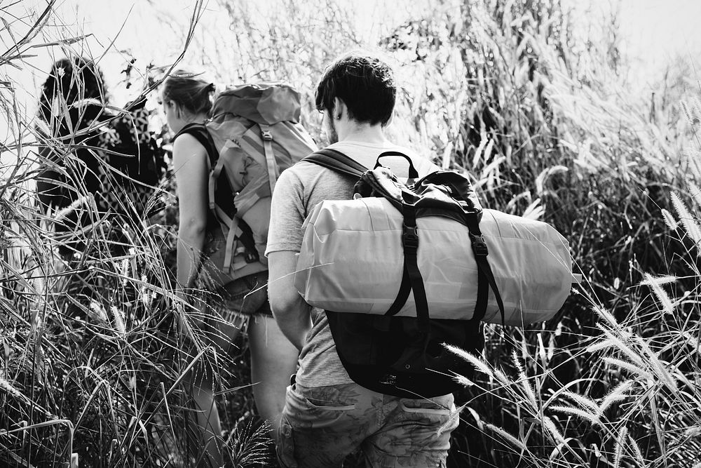 Backpackers on an adventure in nature