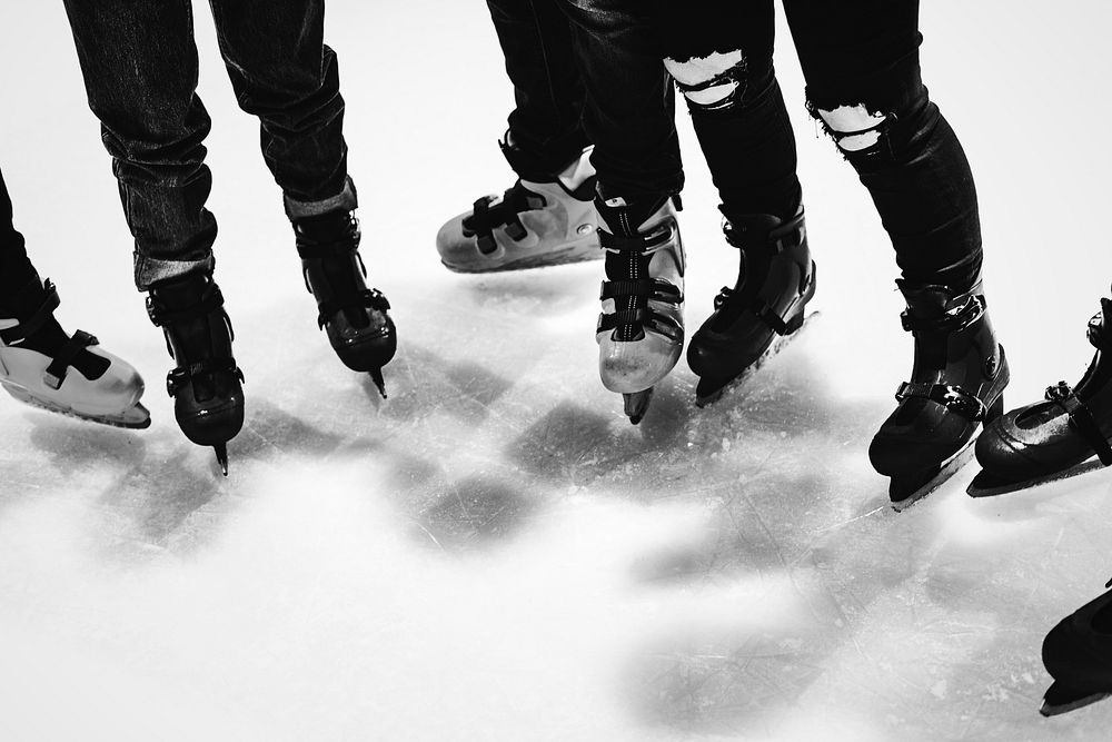 Group of friends ice skating