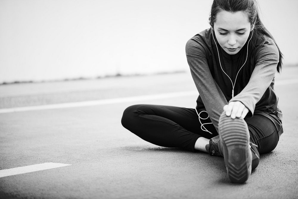 Girl stretching and getting ready for a workout