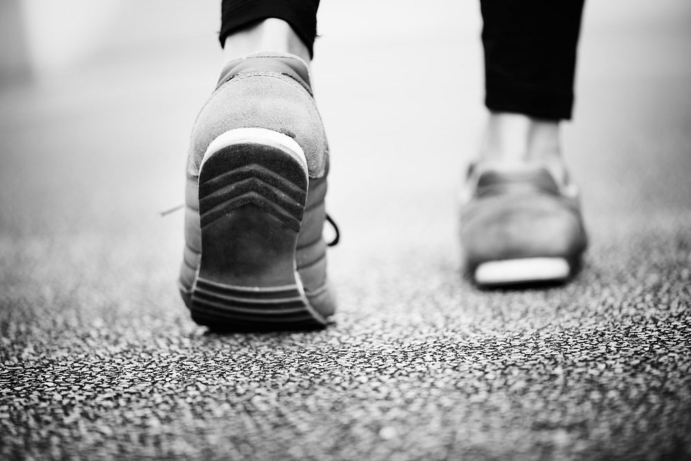 Closeup of a pair of feet walking