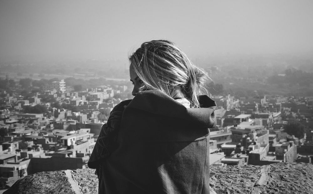 A western woman exploring India