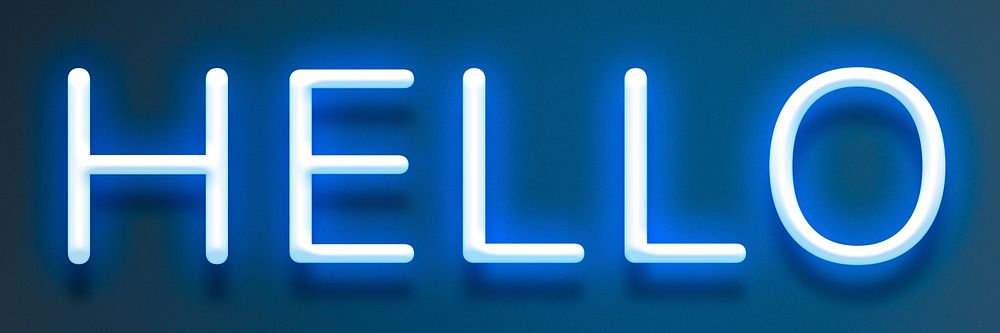 Hello neon lettering typography