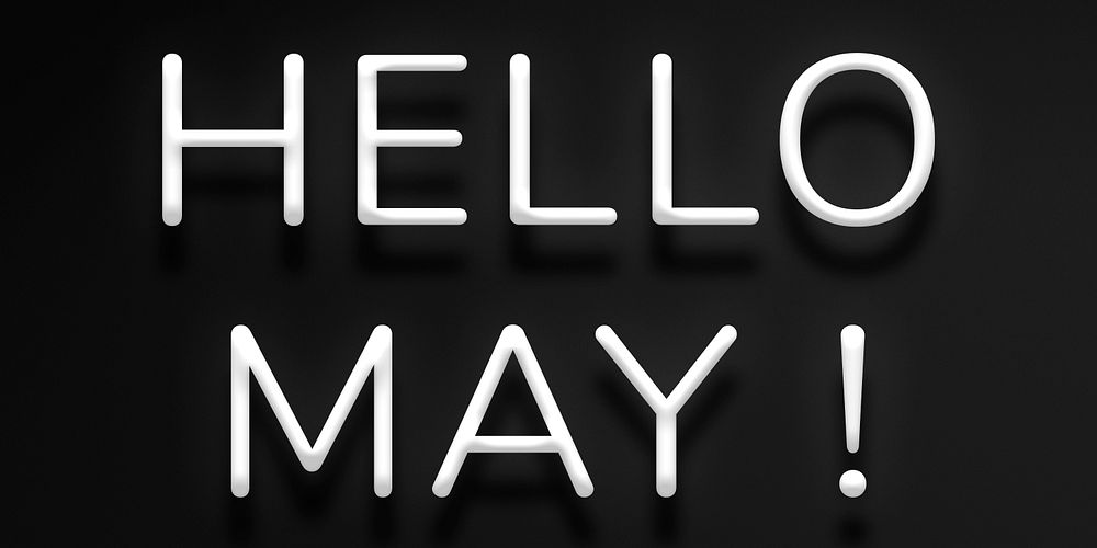 Glowing neon Hello May! typography