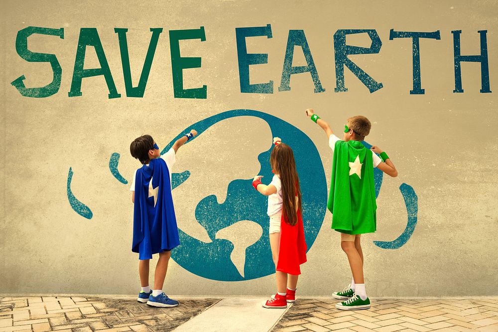 Superhero kids saving the earth
