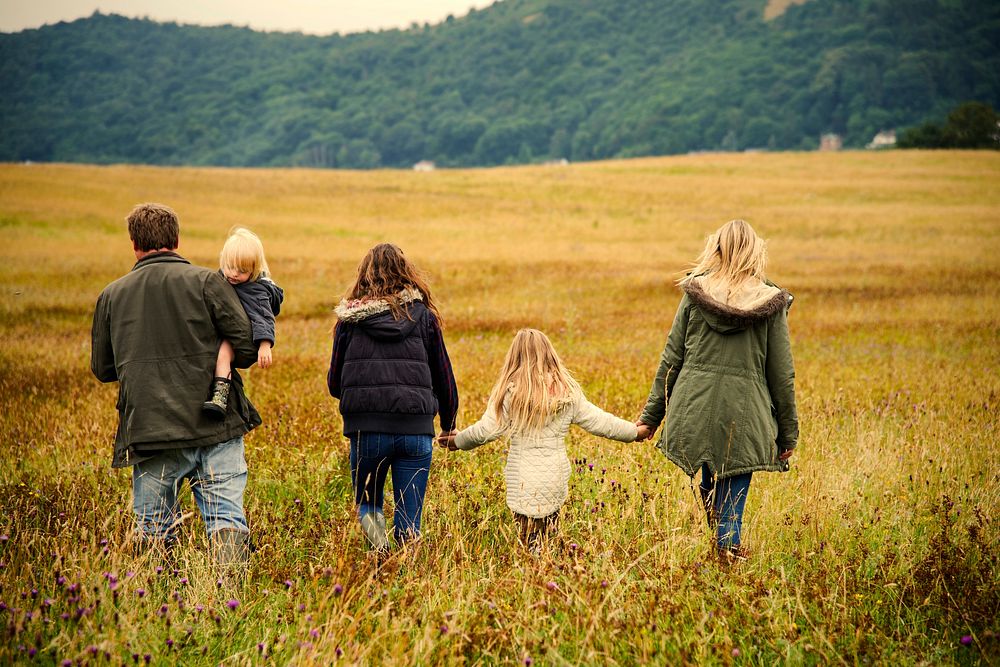 Happy family in the countryside