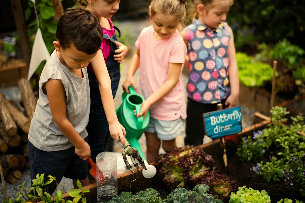 Kids learning how to farm and garden