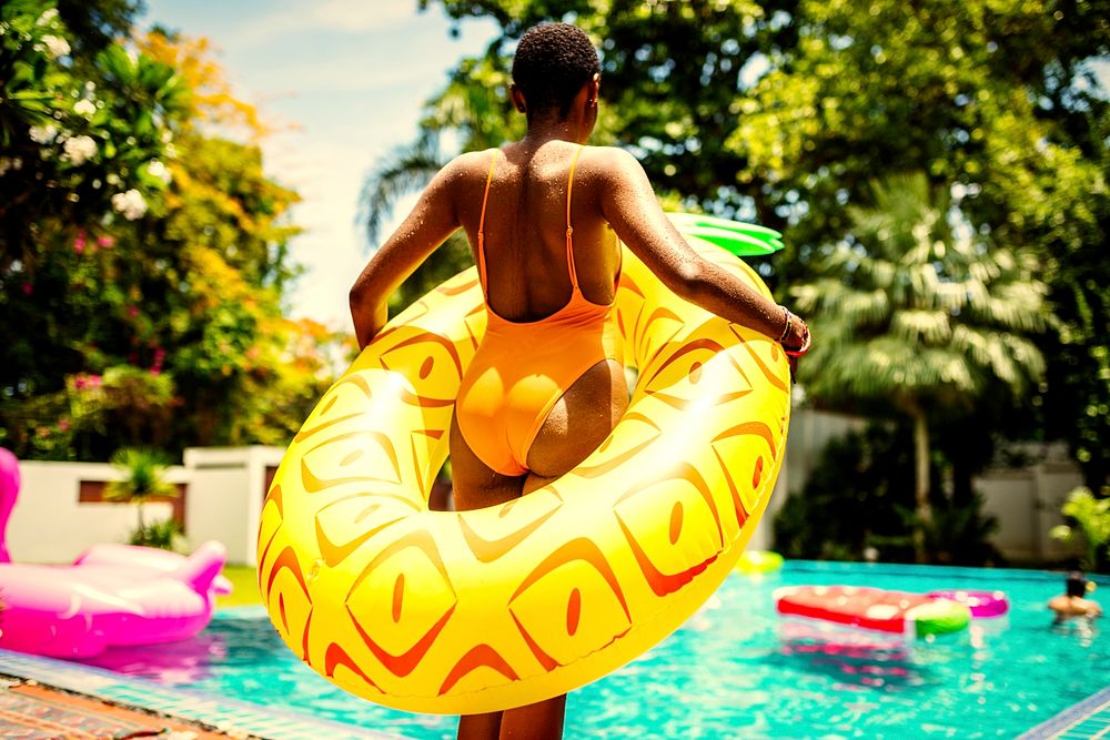 African woman enjoying summer time