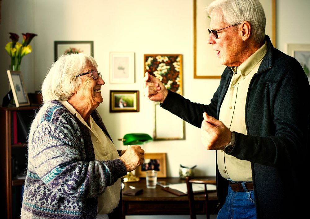 Senior couple having fun and dancing
