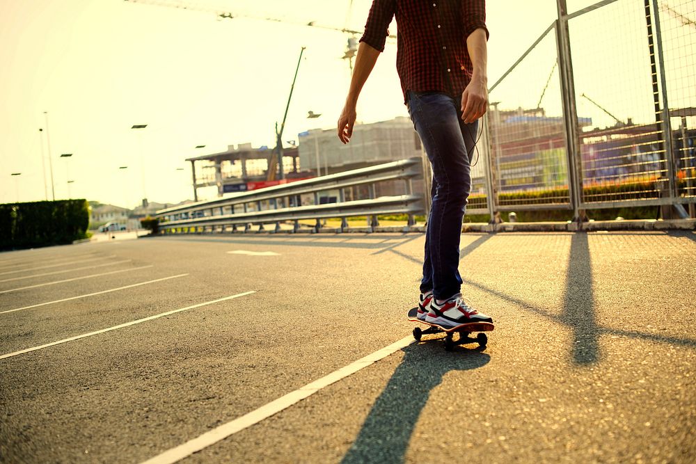 Teenage boy with a skateboard