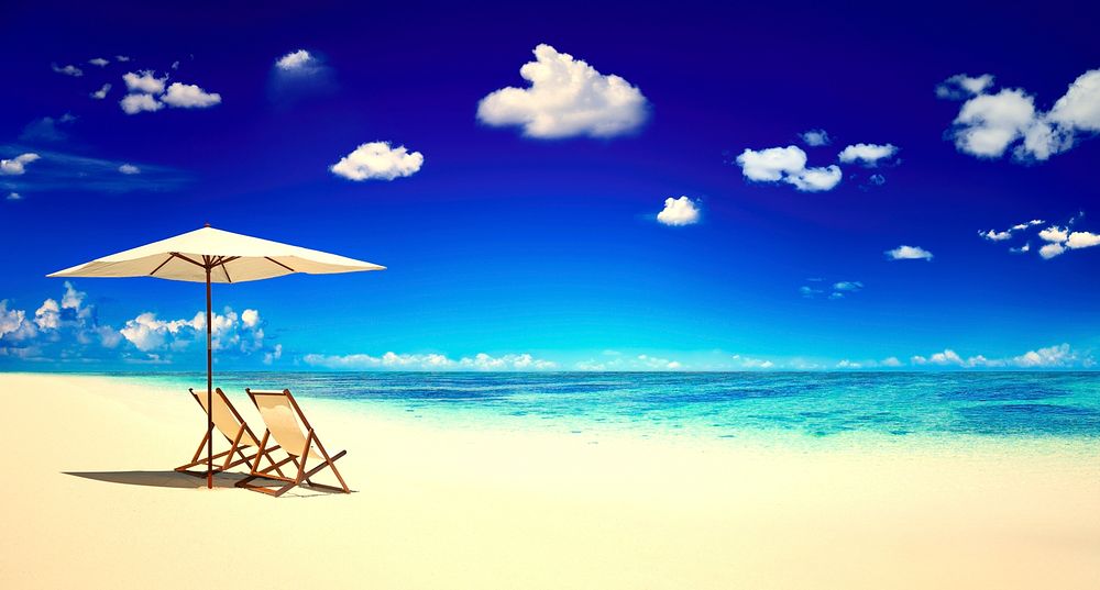 Beach chairs on a tropical beach