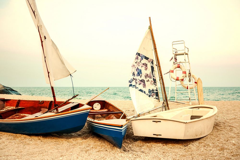 Boats on a quiet beach