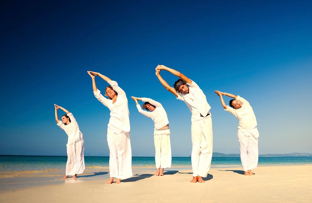 Yoga group at the beach