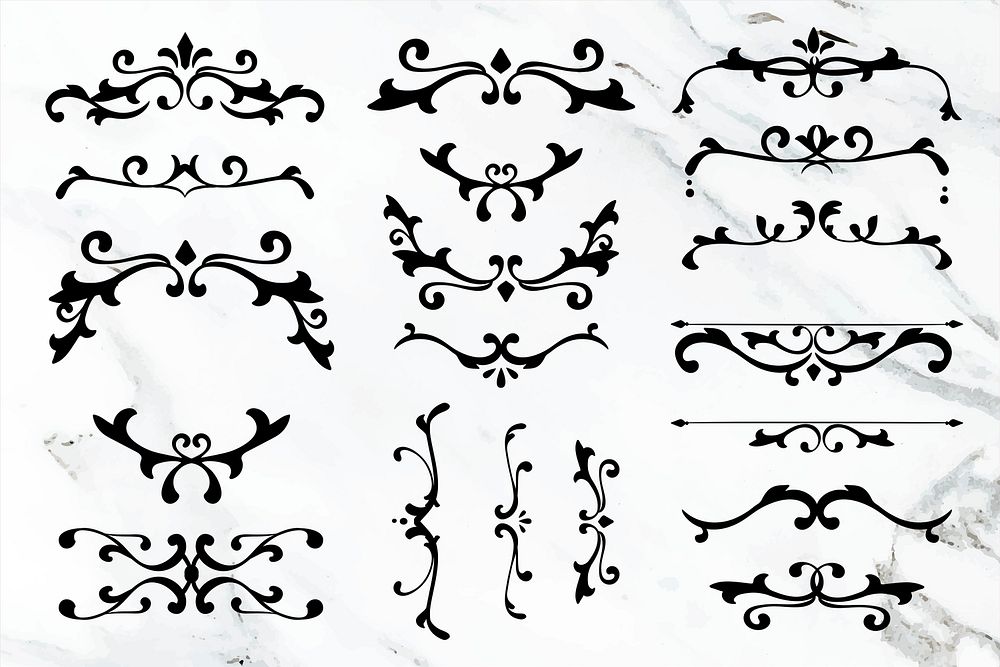 Black classy psd scroll ornament frame collection