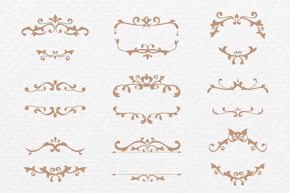 Bronze ornamental filigree frame psd set