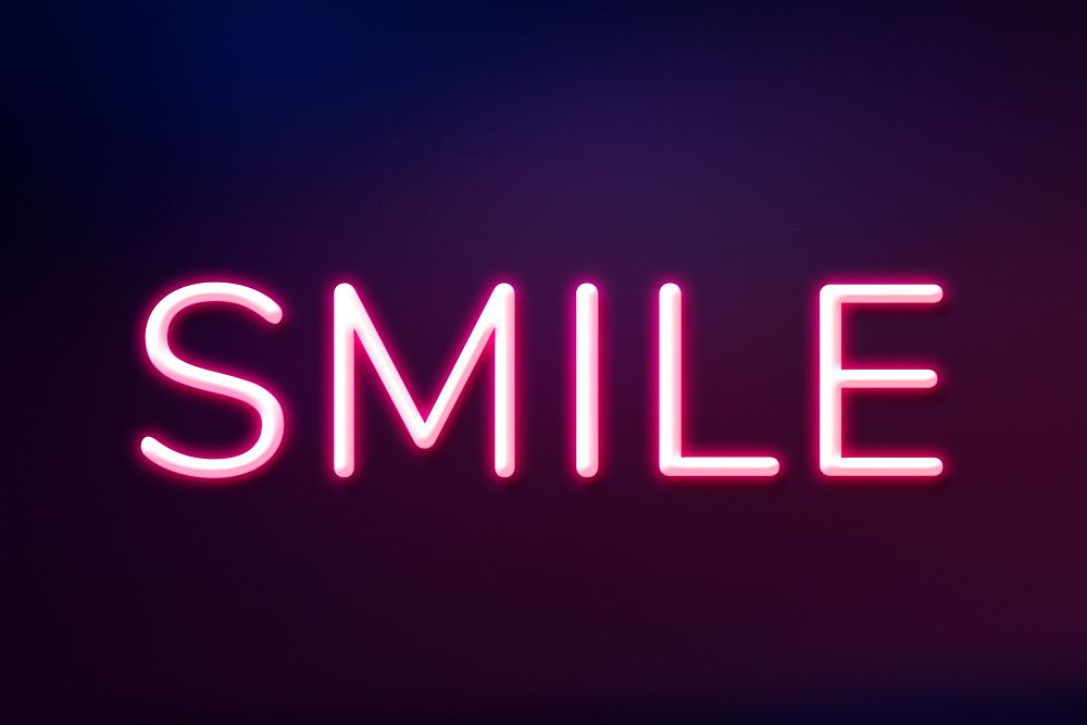 Retro smile neon purple typography