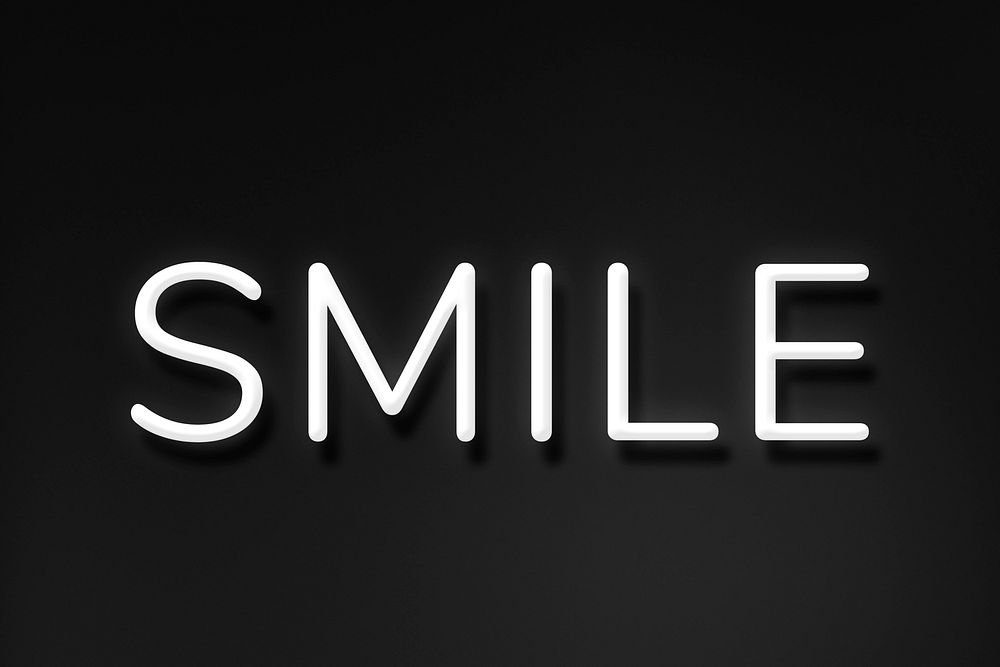 Retro white smile lettering neon typography