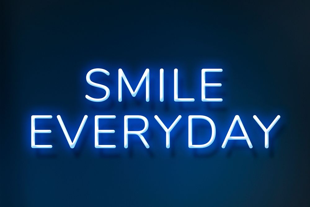 Glowing smile everyday lettering neon typography