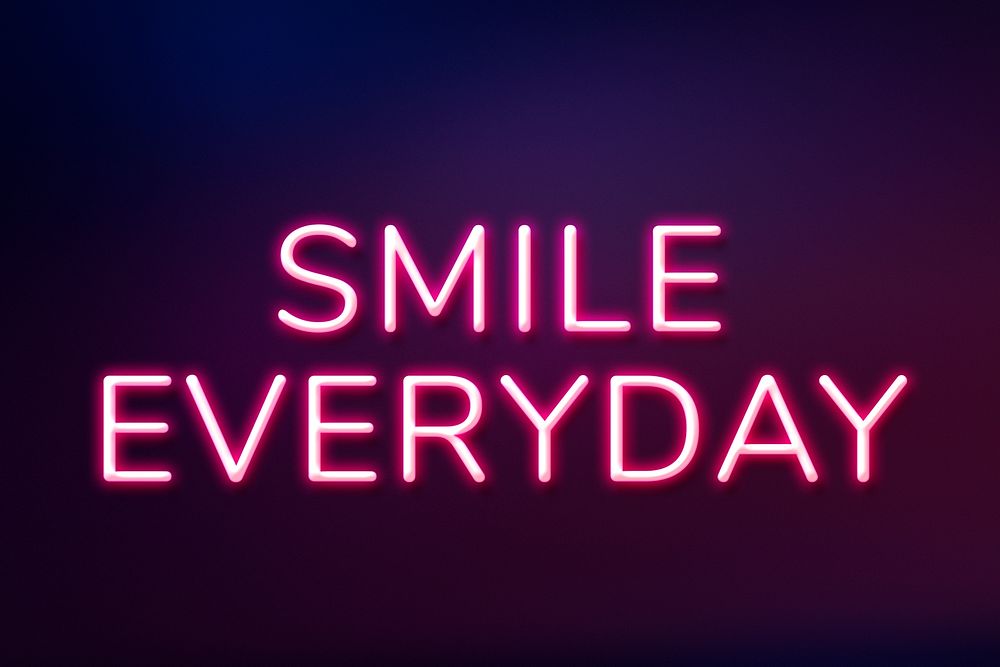 Glowing smile everyday text neon typography