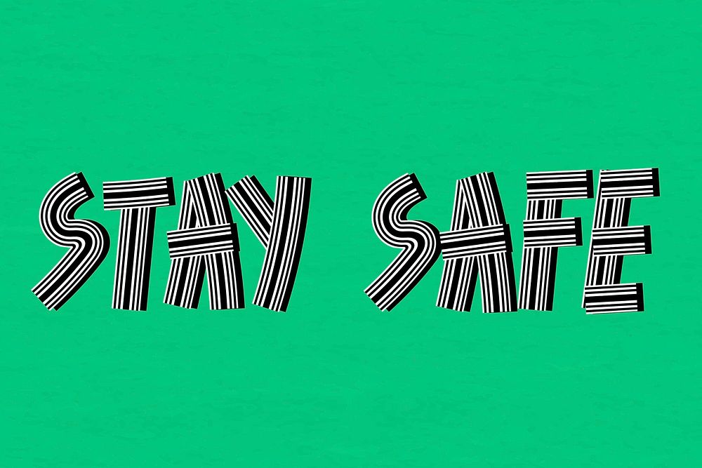 Retro stay safe lettering concentric effect font typography