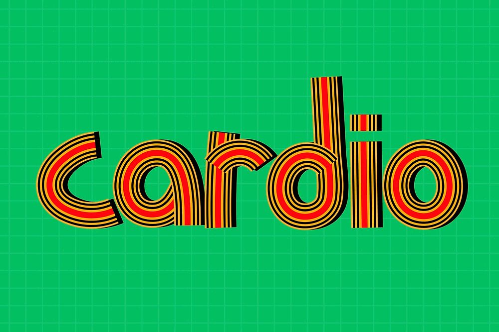 Retro cardio word lettering psd concentric effect font calligraphy