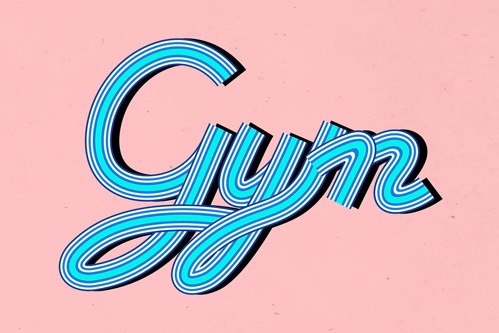 Retro doodl gym word concentric font typography