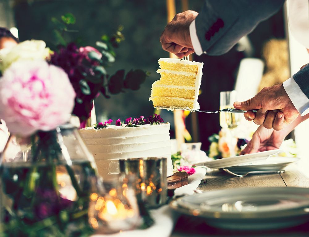 A slice of a wedding cake