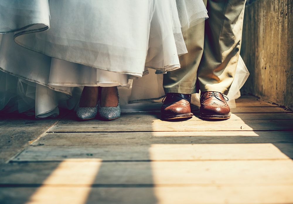 Shoes of the bride and groom