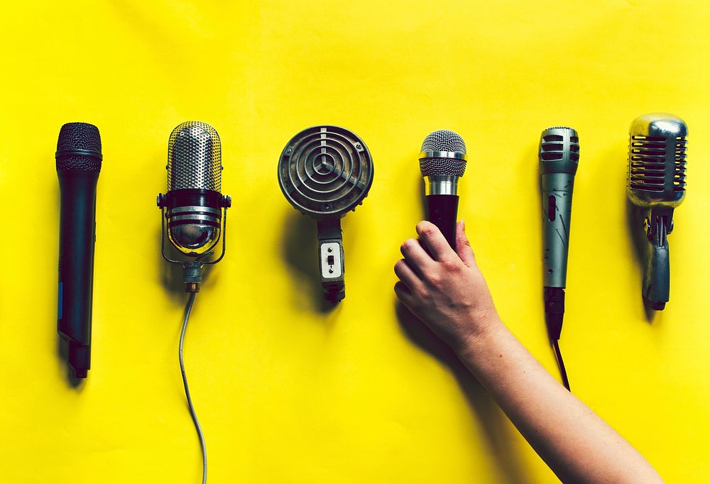 Various style of vintage microphones