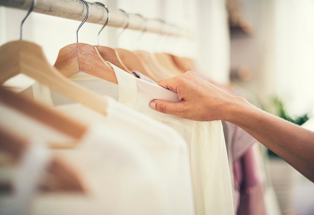 Girl shopping at a clothing store