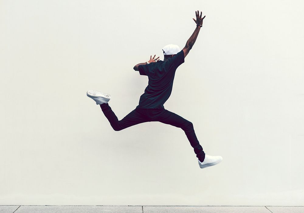 Man jumping into the air