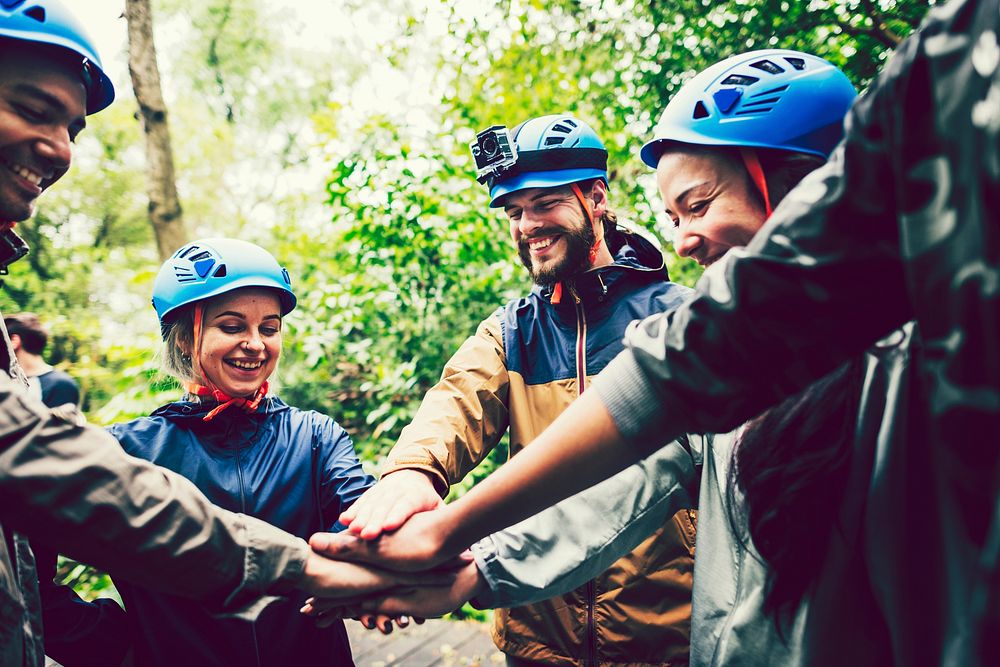 Team building outdoor in the forest