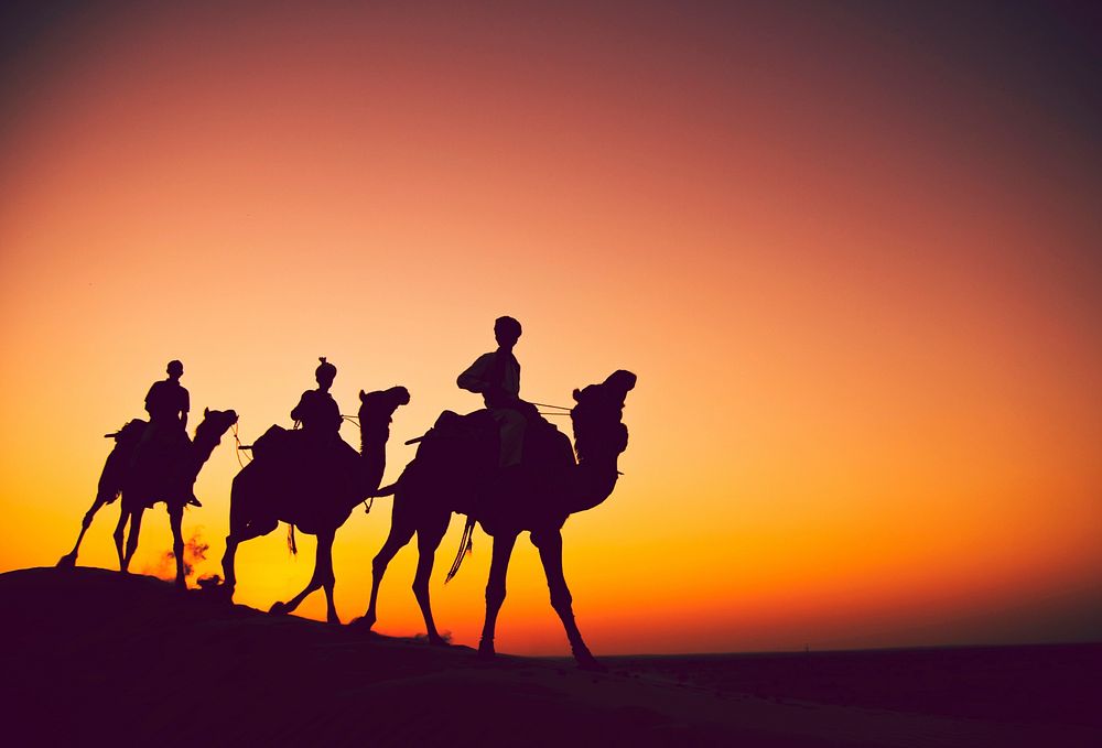 The three wise men at sunset
