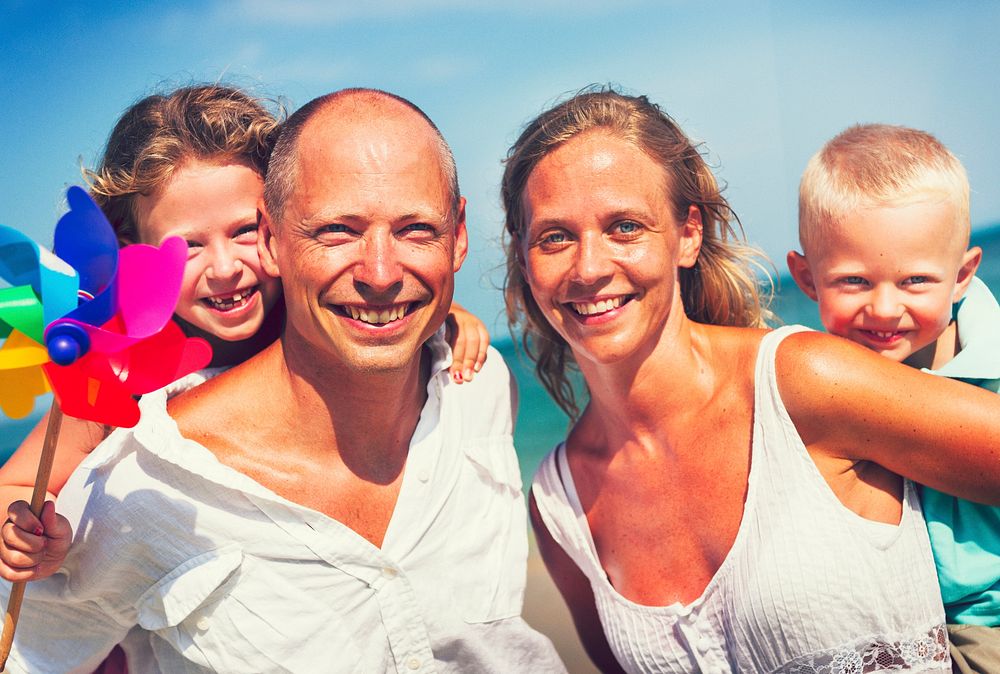 Caucasian family enjoying a summer vacation
