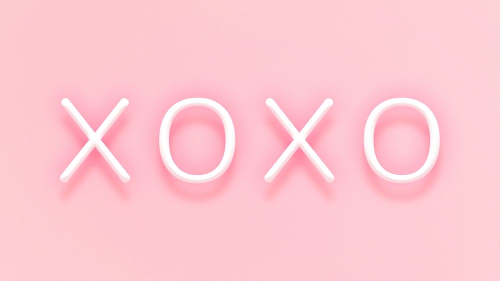 Glowing XOXO neon typography on a pink background