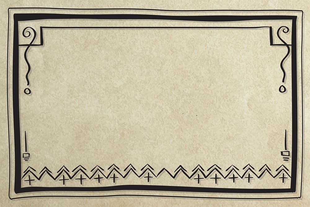 Ethnic style doodle frame psd in line border 