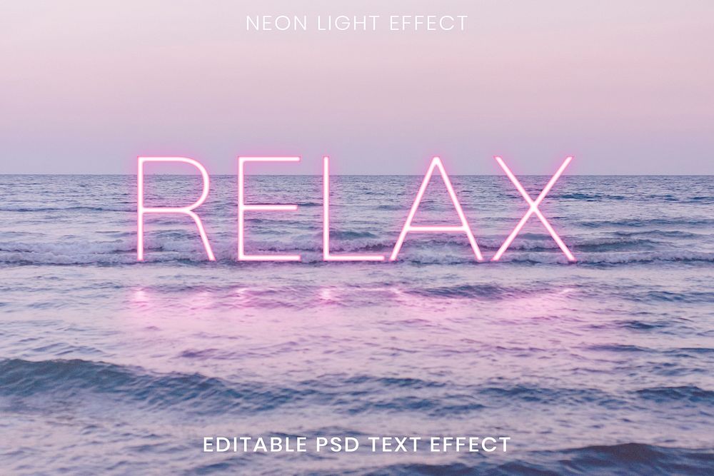 RELAX pink neon word editable psd text effect