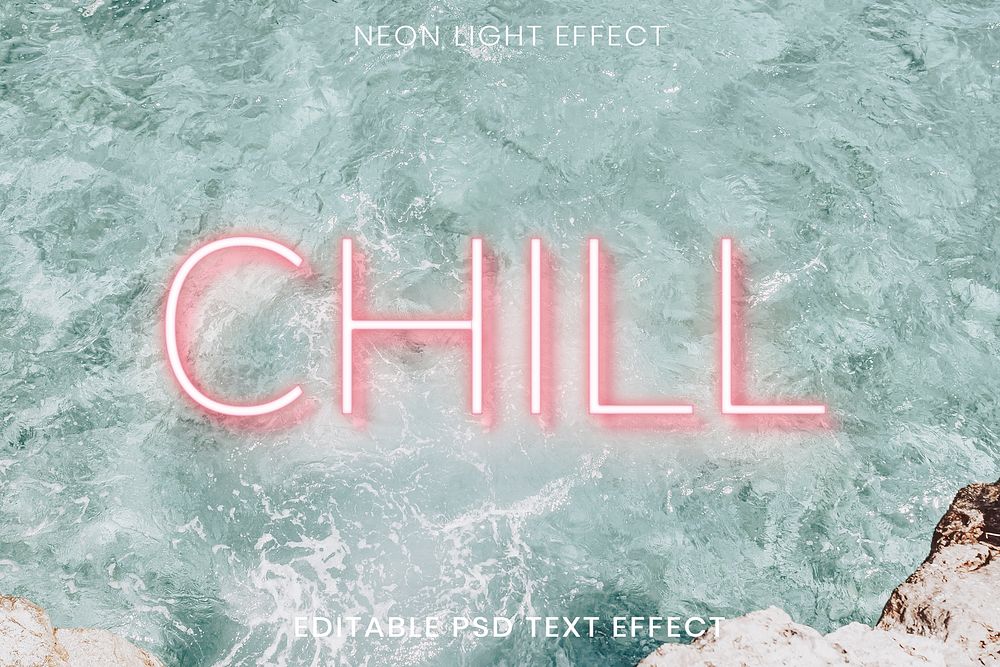 CHILL pink neon word editable psd text effect