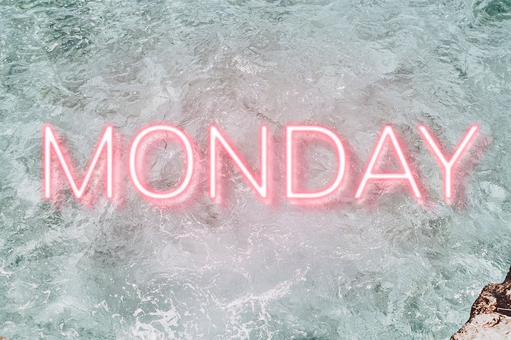 MONDAY word pink neon typography