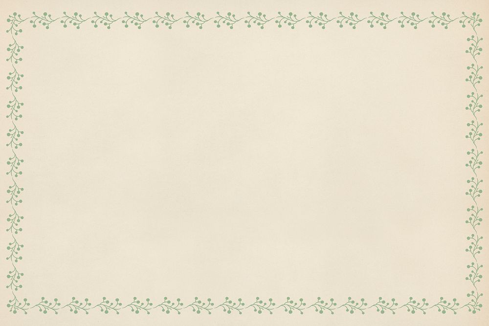 Rectangle green leafy frame element on a beige background