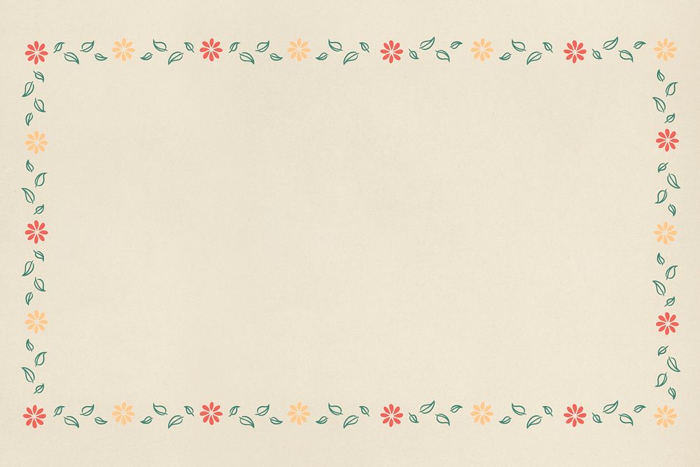 Summer flower frame on a beige background design element