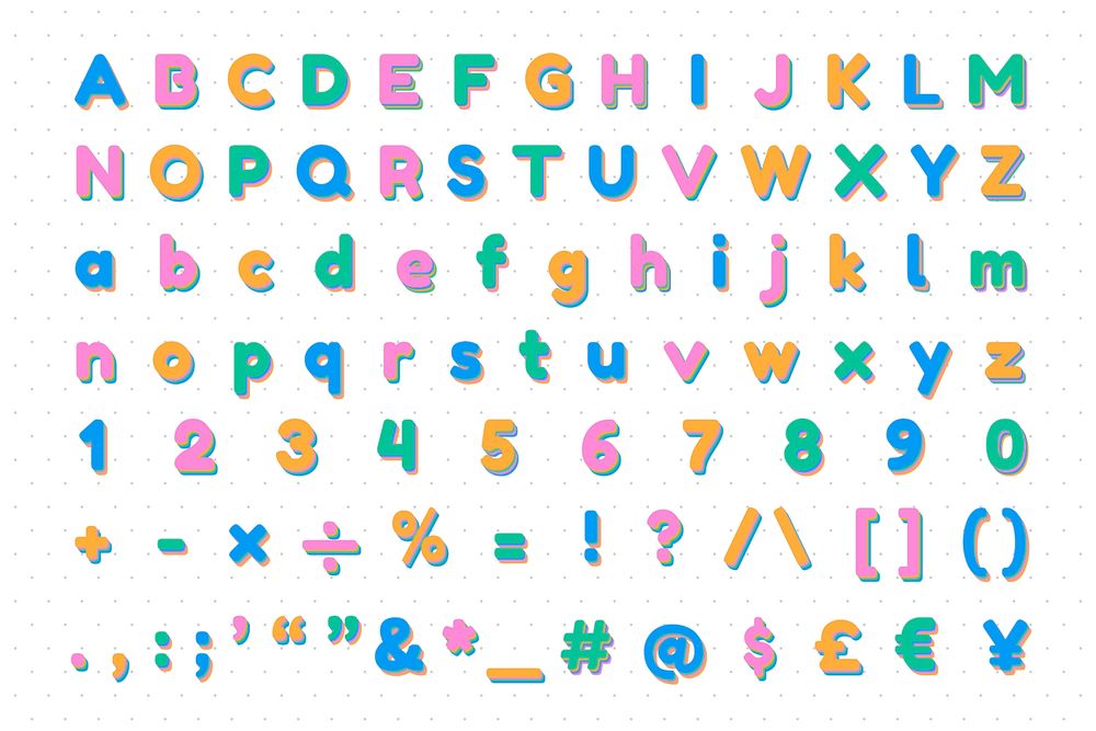 Psd alphabet and sign set font